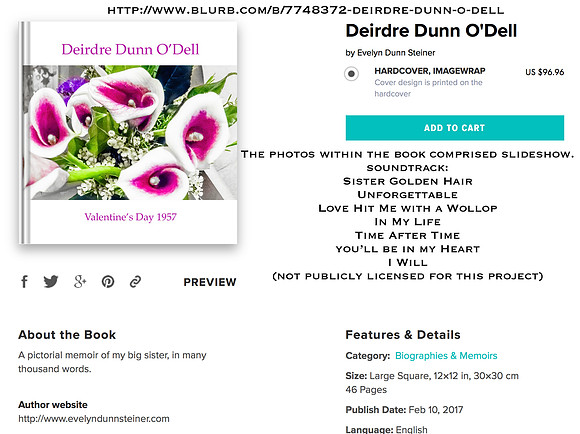 Blurb book order Link details (not this site)